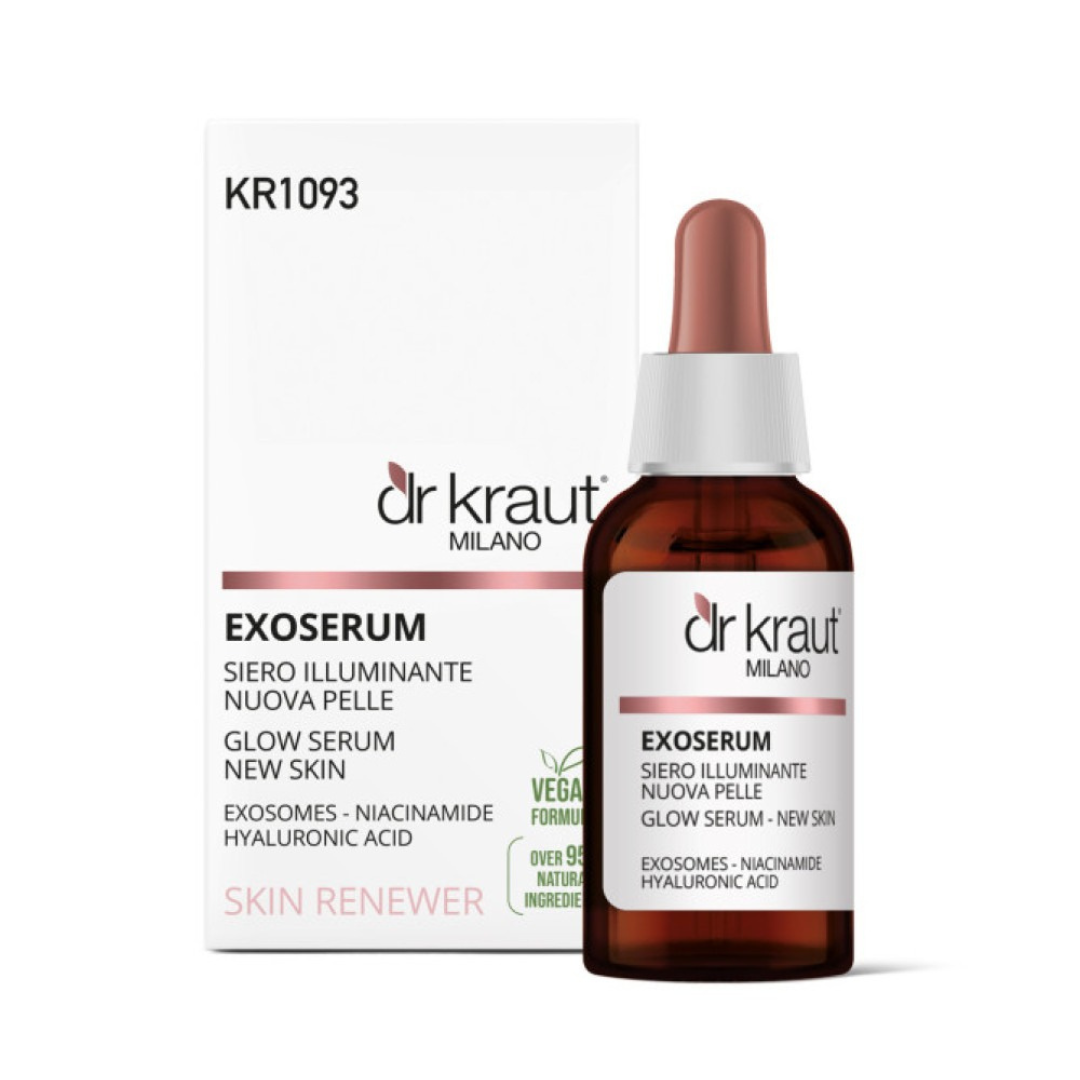 Dr. Kraut Milano Exoserum Glow Serum 30ml - Ορός Προσώπου με Εξωσώματα Centella Asiatica, Νιασιναμίδη & Υαλουρονικό Οξύ