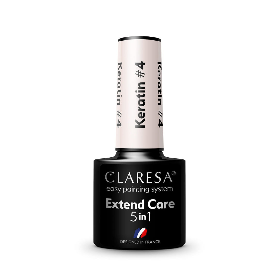 Claresa Extend Care 5in1 Keratin 4 5gr – Ενισχυμένη Βάση 5 σε 1 με Κερατίνη, απόχρωση Keratin 4 Off-White Cream, UV/LED