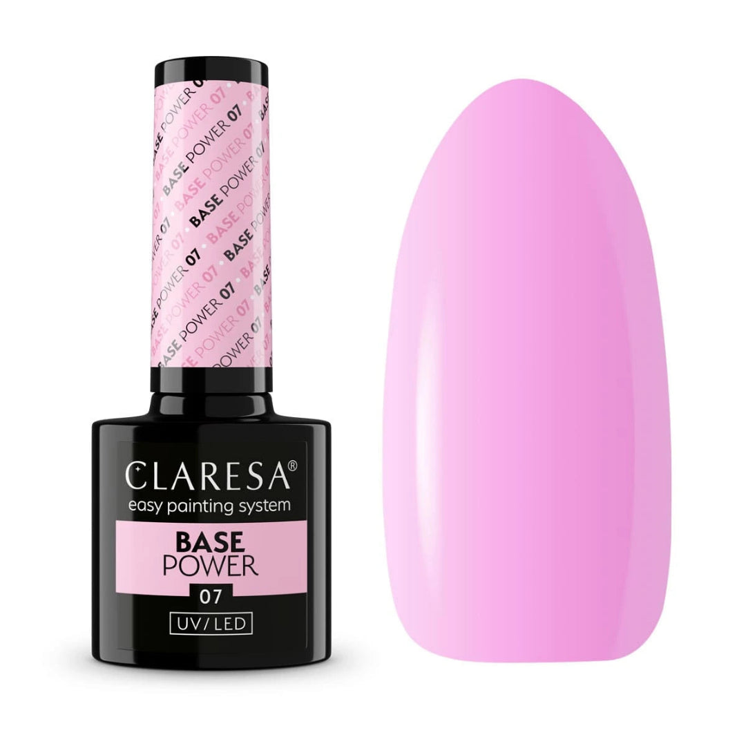 Claresa Base Power 07 – Αυτοεπιπεδούμενη Ενισχυμένη Βάση Νυχιών 5gr, Ροζ Καραμέλα, UV/LED