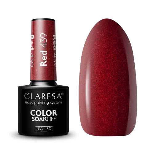 Claresa Red 439 Ημιμόνιμο Βερνίκι Νυχιών 5gr - Red Shimmer Gel Polish UV/LED