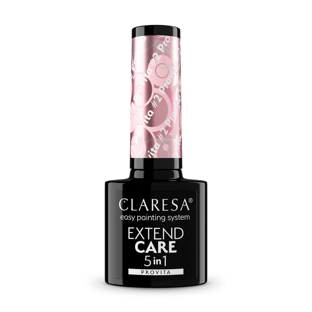 Claresa Extend Care 5in1 Provita 2 5gr – Ενισχυμένη Βάση 5 σε 1 με InoRet+, απόχρωση Provita 2 Nude, ροζ μπουκαλάκι UV/LED