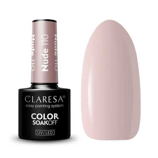 Claresa Nude 110 5ml ημιμόνιμο βερνίκι νυχιών σε Cool Porcelain Nude απόχρωση με cream φινίρισμα, ιδανικό για French Manicure, Baby Boomer, bridal nails και φυσικό επαγγελματικό αποτέλεσμα.