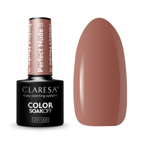 Claresa Perfect Nude 8 Ημιμόνιμο Βερνίκι Νυχιών 5gr σε απόχρωση Deep Caramel Brown Nude - Cream Gel Polish UV/LED, TPO Free, Vegan, κατάλληλο για Bridal & Minimal Nails
