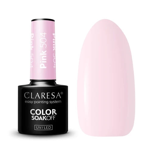 Claresa Pink 504 Ημιμόνιμο Βερνίκι Νυχιών 5gr σε απόχρωση Baby Pink - Cream Gel Polish UV/LED, TPO Free, Vegan, κατάλληλο για Bridal & Romantic Nails