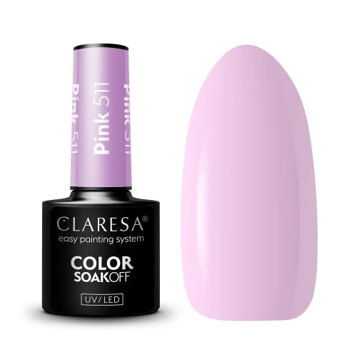 Claresa Pink 511 Ημιμόνιμο Βερνίκι Νυχιών 5gr σε απόχρωση Lavender Pink - Cream Gel Polish UV/LED, TPO Free, Vegan, κατάλληλο για Bridal & Romantic Nails