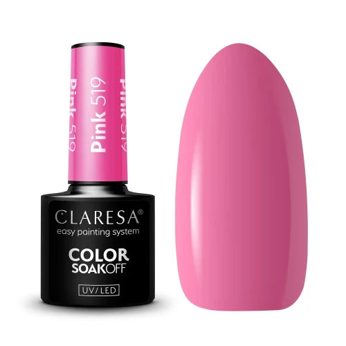 Claresa Pink 519 Ημιμόνιμο Βερνίκι Νυχιών 5gr σε απόχρωση Hot Pink - Cream Gel Polish UV/LED, TPO Free, Vegan, κατάλληλο για Bold & Statement Nails