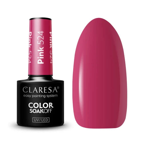 Claresa Pink 524 Ημιμόνιμο Βερνίκι Νυχιών 5gr σε απόχρωση Raspberry Pink - Cream Gel Polish UV/LED, TPO Free, Vegan, κατάλληλο για Bold & Statement Nails