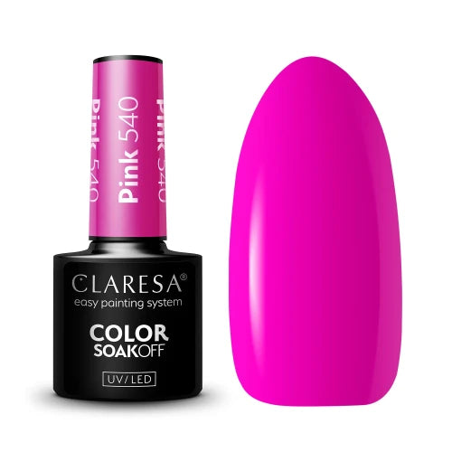 Claresa Pink 540 Ημιμόνιμο Βερνίκι Νυχιών 5gr σε απόχρωση Neon Magenta - Cream Gel Polish UV/LED, TPO Free, Vegan, κατάλληλο για Bold, Statement & Summer Nails