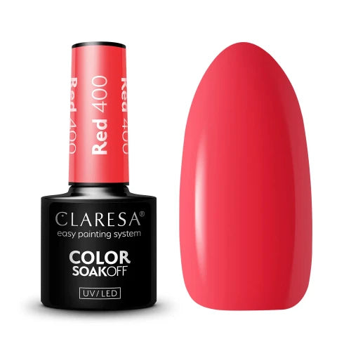 Claresa Red 400 Ημιμόνιμο Βερνίκι Νυχιών 5gr σε απόχρωση Coral Red - Cream Gel Polish UV/LED, TPO Free, Vegan, κατάλληλο για Bold, Statement & Summer Nails