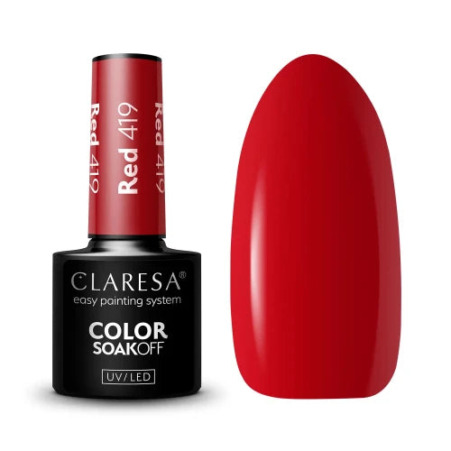 Claresa Red 419 Ημιμόνιμο Βερνίκι Νυχιών 5gr σε απόχρωση Deep Classic Red - Cream Gel Polish UV/LED, TPO Free, Vegan, κατάλληλο για Bold, Statement & Classic Red Nails