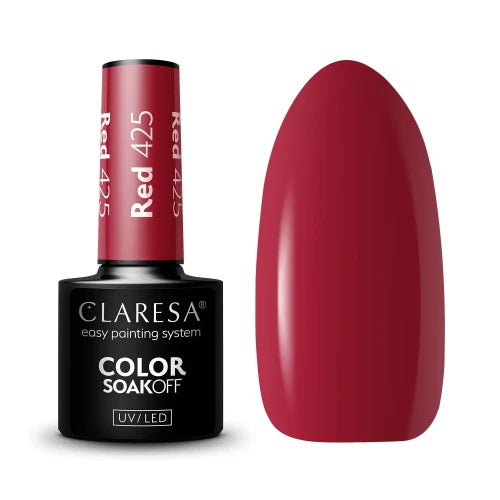 Claresa Red 425 Ημιμόνιμο Βερνίκι Νυχιών 5gr σε απόχρωση Raspberry Red - Cream Gel Polish UV/LED, TPO Free, Vegan, κατάλληλο για Bold, Statement & Autumn Nails