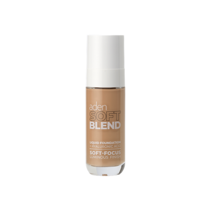 Aden Soft Blend Liquid Foundation 05 Golden Honey 30ml υγρό foundation με υαλουρονικό οξύ σε ζεστή χρυσομπέζ απόχρωση, με soft-focus και luminous φινίρισμα, σε λευκό φόντο