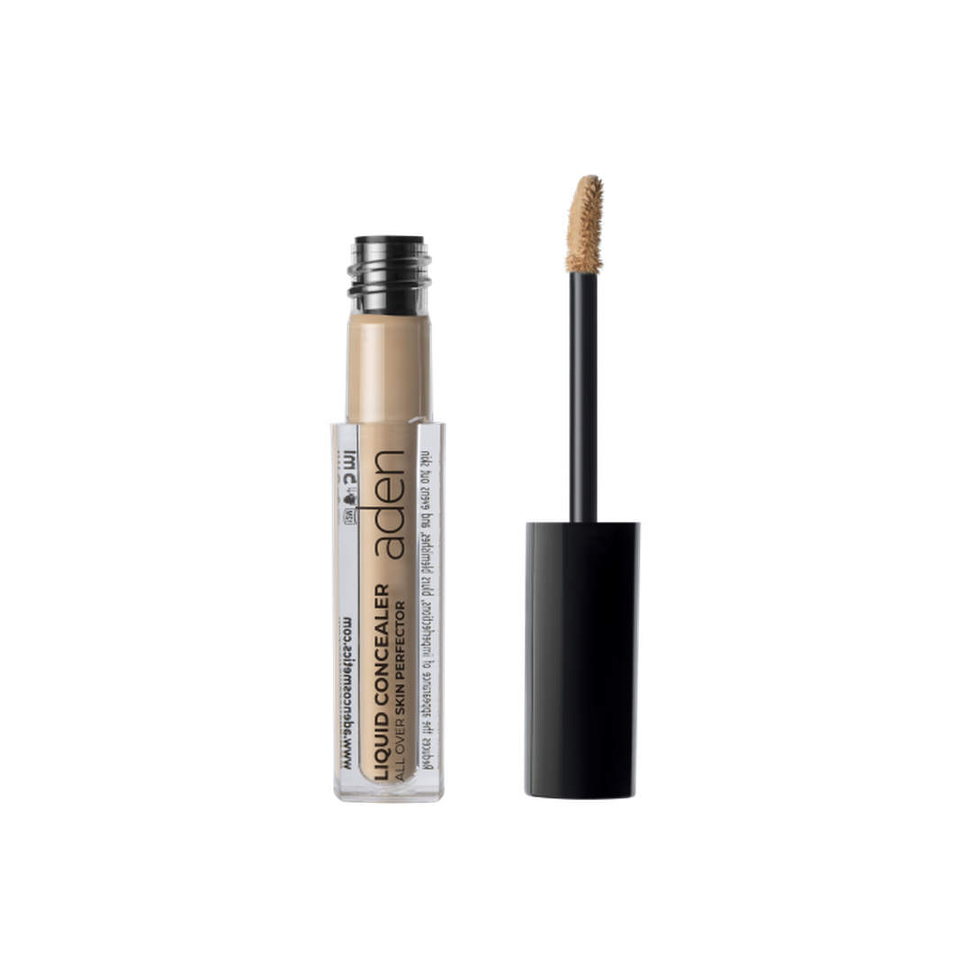 Aden Under Cover Perfector 04 Vanilla 5ml υγρό κονσίλερ σε ανοιχτή μπεζ-βανίλια απόχρωση, με απλικατέρ και διάφανη συσκευασία σε λευκό φόντο