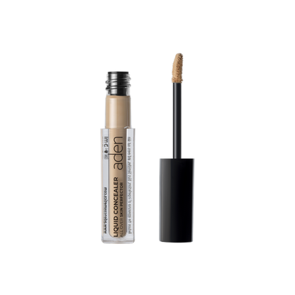 Aden Under Cover Perfector 04 Vanilla 5ml υγρό κονσίλερ σε ανοιχτή μπεζ-βανίλια απόχρωση, με απλικατέρ και διάφανη συσκευασία σε λευκό φόντο