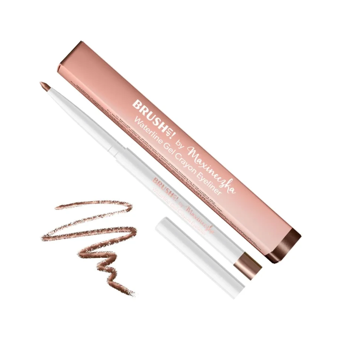 Brush Up! by Maxineczka 02 Bronze 0,28g gel μολύβι ματιών για τη γραμμή του νερού σε μπρονζέ-καφέ απόχρωση, με swatch σε λευκό φόντο