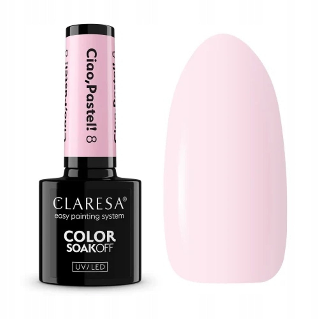 Claresa Ciao, Pastel! 8 5gr ημιμόνιμο βερνίκι νυχιών σε γαλακτερή παστέλ ροζ απόχρωση με κρεμώδες φινίρισμα.
