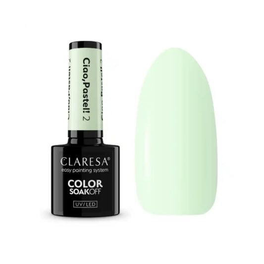 Claresa Ciao, Pastel! 2 5gr ημιμόνιμο βερνίκι νυχιών σε παστέλ μέντα με διακριτικούς γκρι υποτόνους και κρεμώδες φινίρισμα.