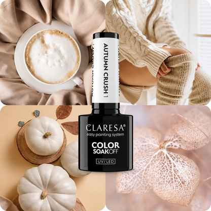 Claresa Autumn Crush 1 5g λευκό ημιμόνιμο βερνίκι νυχιών σε απαλή ivory κρεμ απόχρωση με cozy autumn αισθητική