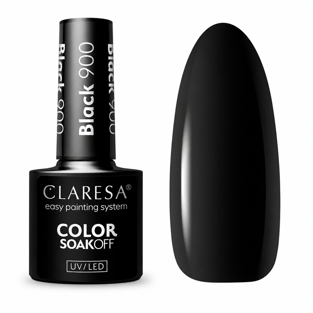 Claresa Black 900 μαύρο ημιμόνιμο βερνίκι νυχιών 5g UV LED