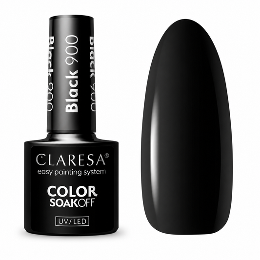Claresa Black 900 μαύρο ημιμόνιμο βερνίκι νυχιών 5g UV LED