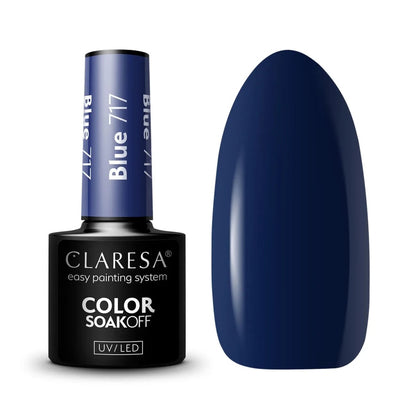 Claresa Blue 717 σκούρο μπλε ημιμόνιμο βερνίκι νυχιών 5g με δείγμα της απόχρωσης