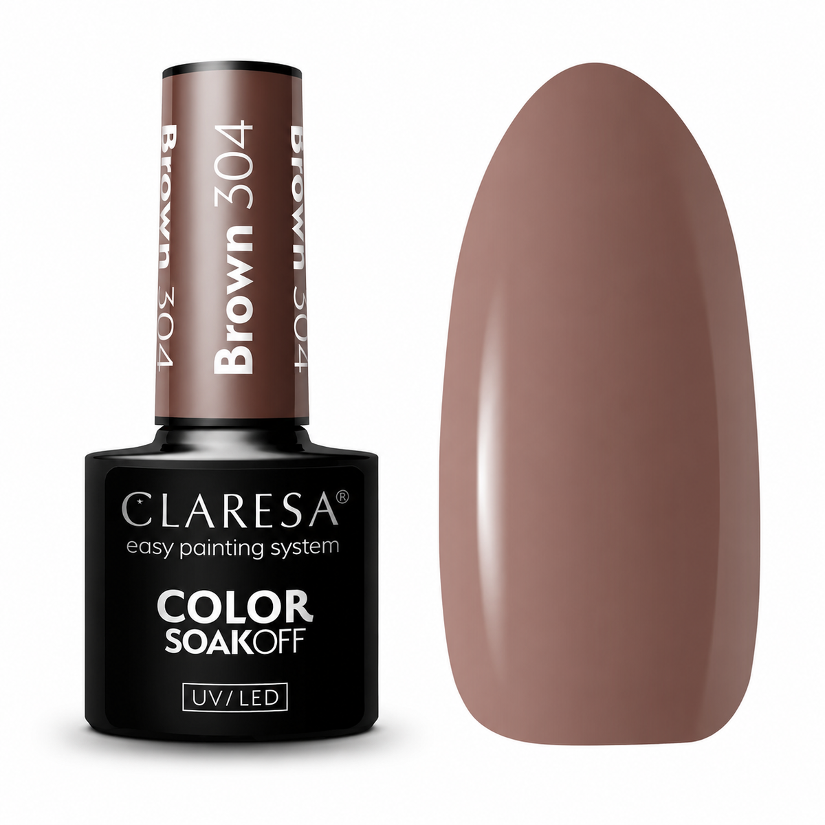 Claresa Brown 304 καφέ ημιμόνιμο βερνίκι νυχιών 5g σε taupe καφέ απόχρωση UV/LED