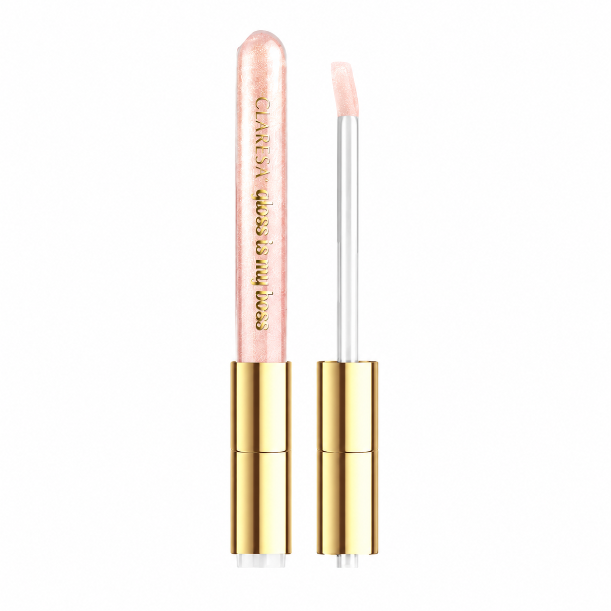 Claresa Gloss Is My Boss 03 Bossa Nova 5ml lip gloss σε απαλή ροζ περλέ απόχρωση με διακριτική λάμψη και glossy φινίρισμα, σε λευκό φόντο