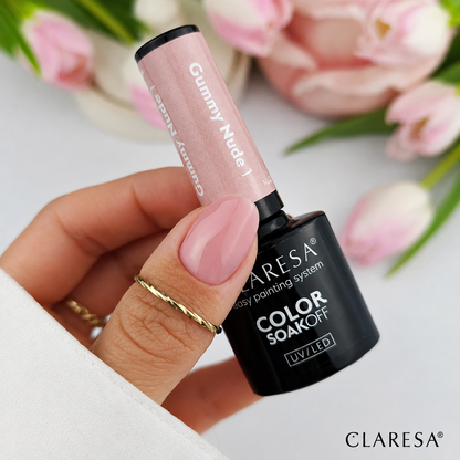 Claresa Gummy Nude 1 nude ροζ ημιμόνιμο βερνίκι νυχιών 5g σε απαλή γαλακτώδη ροζ απόχρωση