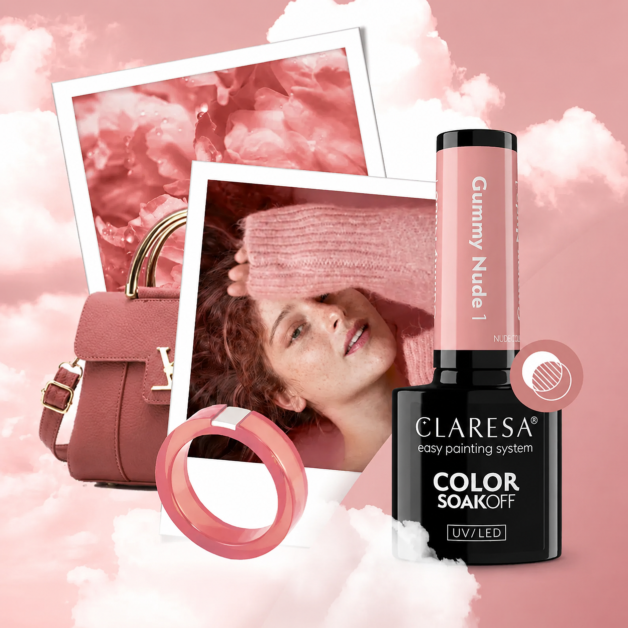 Claresa Gummy Nude 1 nude ροζ ημιμόνιμο βερνίκι νυχιών 5g σε απαλή γαλακτώδη ροζ απόχρωση