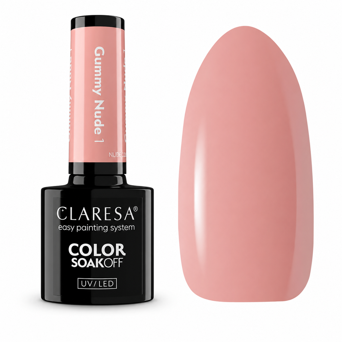 Claresa Gummy Nude 1 nude ροζ ημιμόνιμο βερνίκι νυχιών 5g σε απαλή ροζ-νude απόχρωση UV/LED