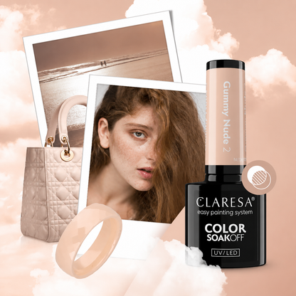 Claresa Gummy Nude 2 nude μπεζ ημιμόνιμο βερνίκι νυχιών 5g σε κομψή φυσική nude απόχρωση