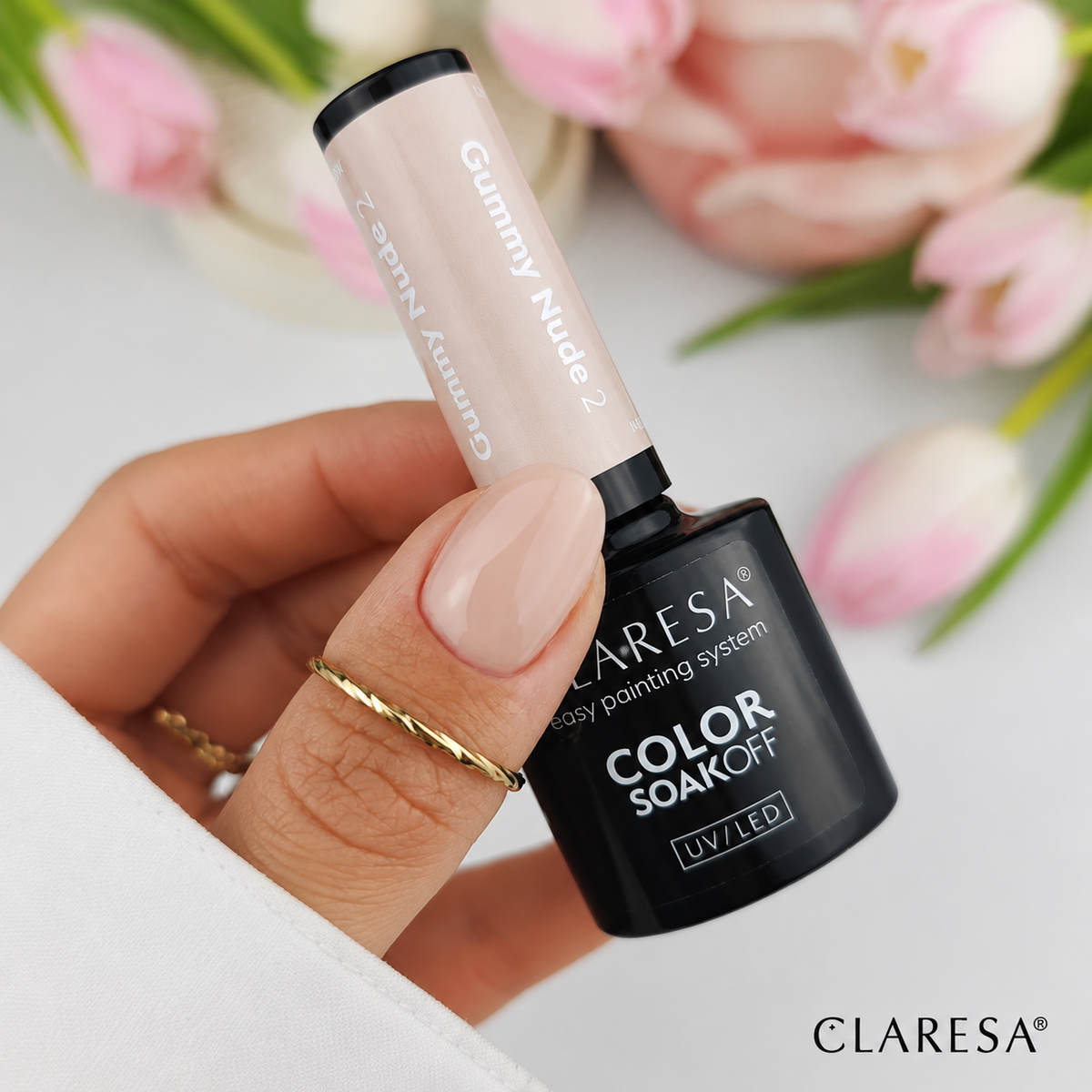 Claresa Gummy Nude 2 nude μπεζ ημιμόνιμο βερνίκι νυχιών 5g σε φυσική κρεμώδη nude απόχρωση
