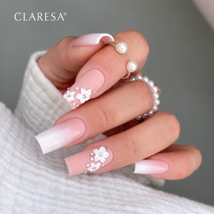 Claresa Gummy Nude 3 peachy pink nude ημιμόνιμο βερνίκι νυχιών 5g σε απαλή ροζ-ροδακινί απόχρωση με floral nail art