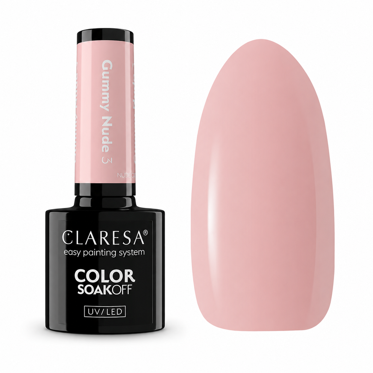 Claresa Gummy Nude 3 peachy pink nude ημιμόνιμο βερνίκι νυχιών 5g σε ζεστή ροζ-ροδακινί απόχρωση