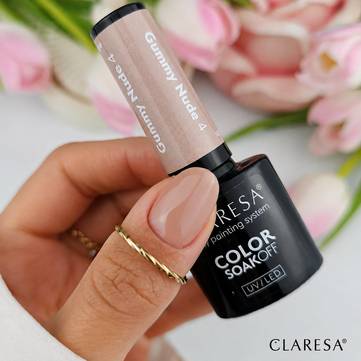 Claresa Gummy Nude 4 caramel beige nude ημιμόνιμο βερνίκι νυχιών 5g σε φυσική ζεστή nude απόχρωση