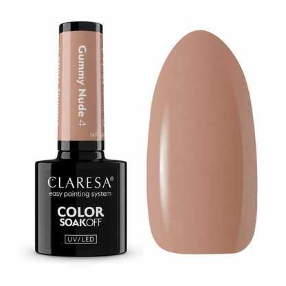Claresa Gummy Nude 4 caramel beige nude ημιμόνιμο βερνίκι νυχιών 5g σε ζεστή καραμελένια μπεζ απόχρωση