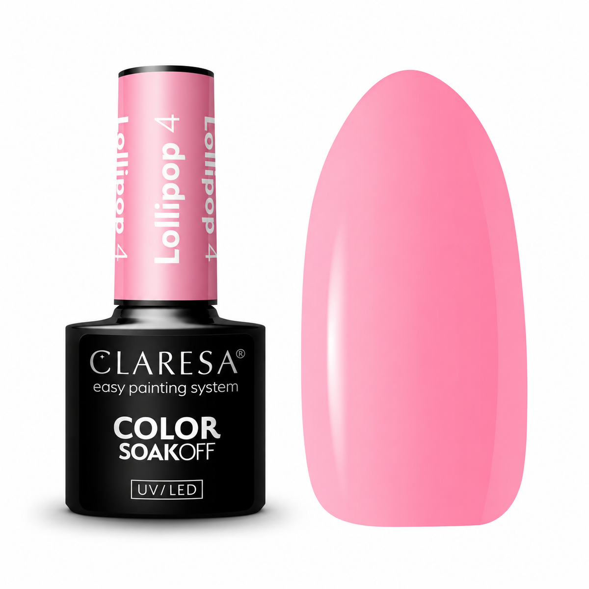 Claresa Lollipop 4 5g ροζ ημιμόνιμο βερνίκι νυχιών σε γλυκιά raspberry-milk ροζ απόχρωση με δείγμα χρώματος UV/LED
