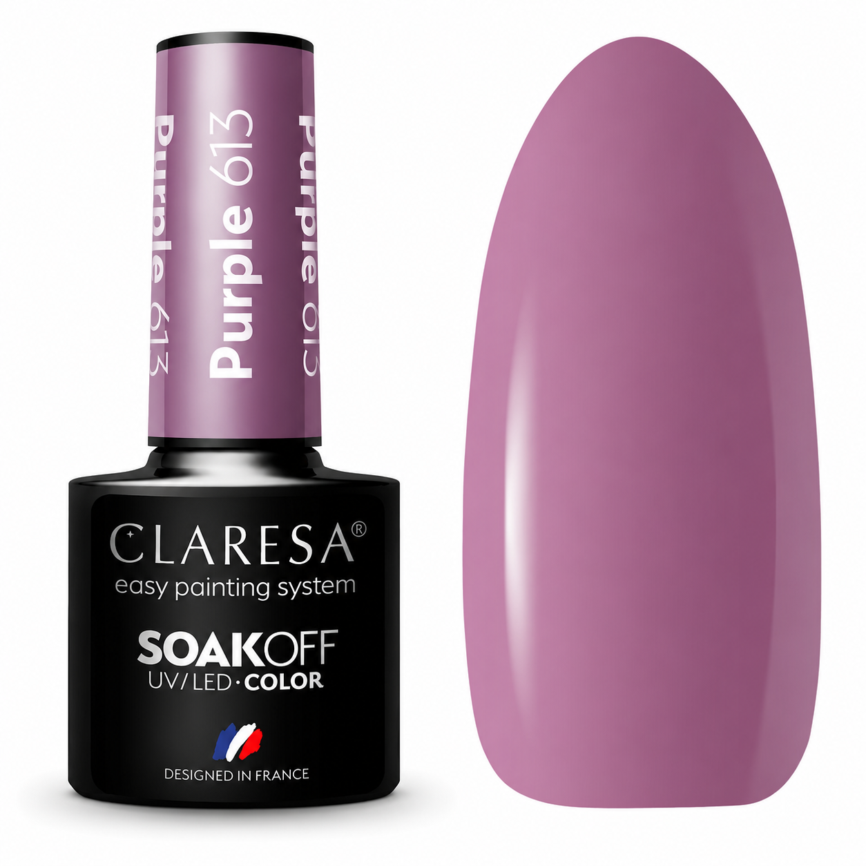 Claresa Purple 613 μωβ ημιμόνιμο βερνίκι νυχιών 5g σε mauve απόχρωση UV/LED