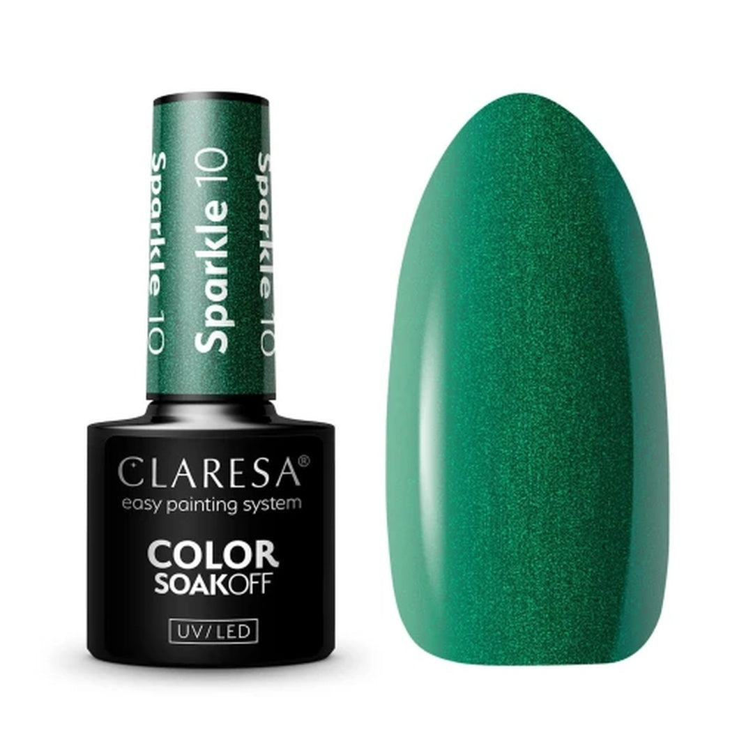 Claresa Sparkle 10-L πράσινο ημιμόνιμο βερνίκι νυχιών 5g με λαμπερό sparkle αποτέλεσμα