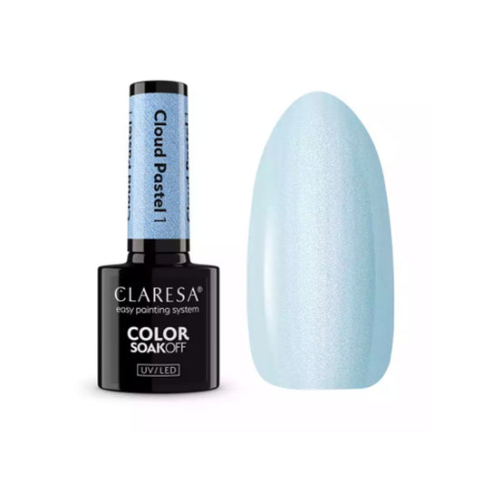 Claresa Cloud Pastel 1 5gr ημιμόνιμο βερνίκι νυχιών σε γαλακτερή περλέ παστέλ γαλάζια απόχρωση με Aurora Pearl Effect.