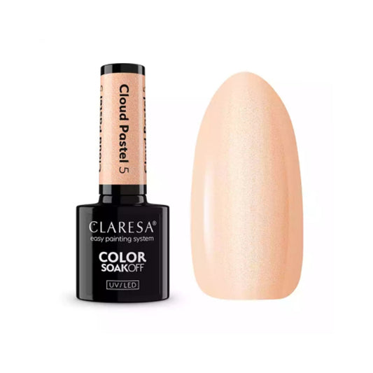 Claresa Cloud Pastel 5 5ml ημιμόνιμο βερνίκι νυχιών σε γαλακτερή παστέλ ροδακινί απόχρωση με διακριτική σαμπανιζέ περλέ λάμψη.