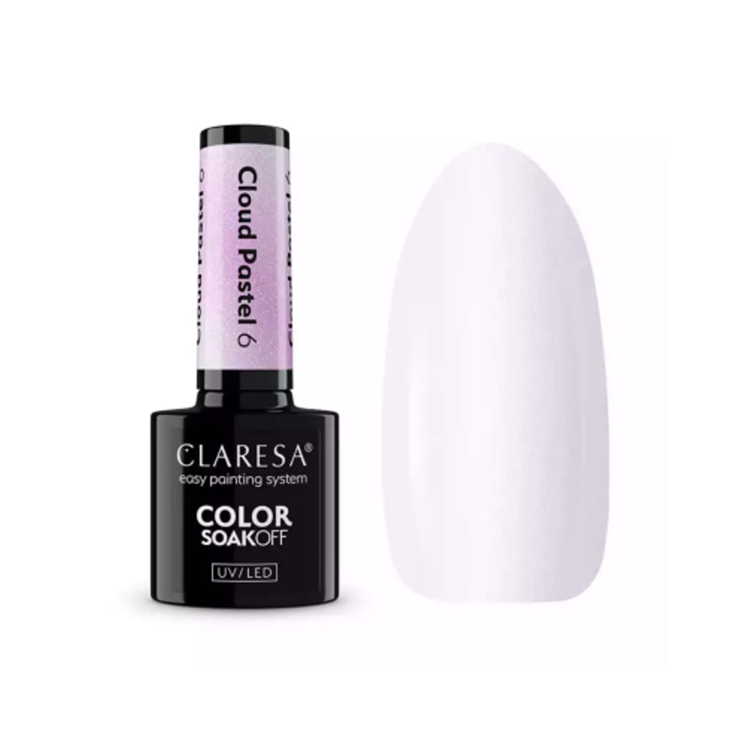 Claresa Cloud Pastel 6 5ml ημιμόνιμο βερνίκι νυχιών σε γαλακτερή παστέλ λιλά απόχρωση με διακριτική περλέ λάμψη
