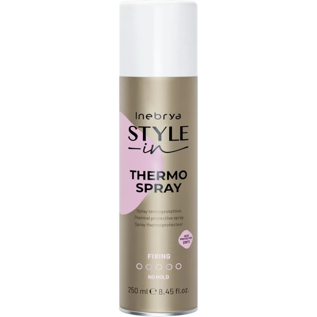 Inebrya Style-In Thermo Spray 250ml – Θερμοπροστατευτικό spray μαλλιών με Nutri-Shield Complex και Marula Oil, προστασία έως 230°C