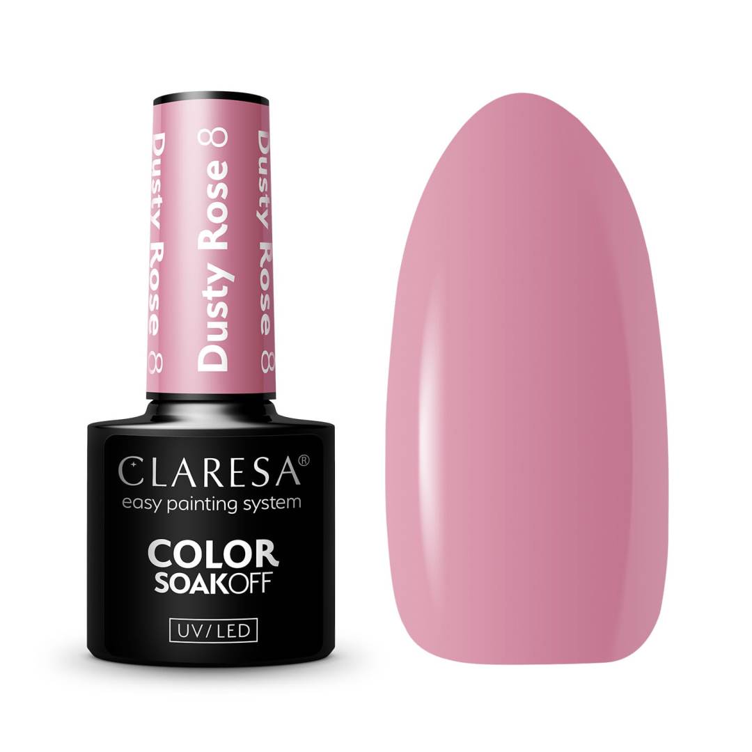 Claresa Dusty Rose 8 5ml ημιμόνιμο βερνίκι νυχιών σε απαλή dusty λιλά-ροζ απόχρωση με cream φινίρισμα.