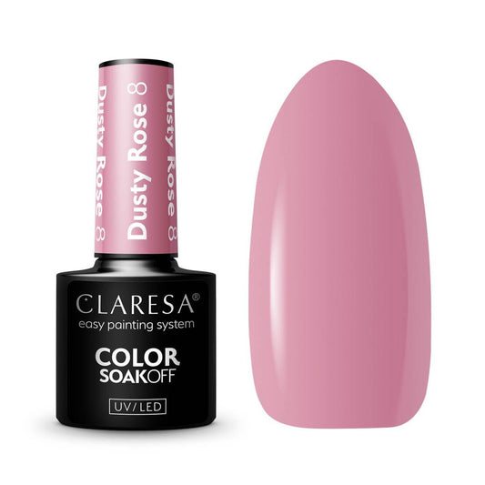 Claresa Dusty Rose 8 5ml ημιμόνιμο βερνίκι νυχιών σε απαλή dusty λιλά-ροζ απόχρωση με cream φινίρισμα.
