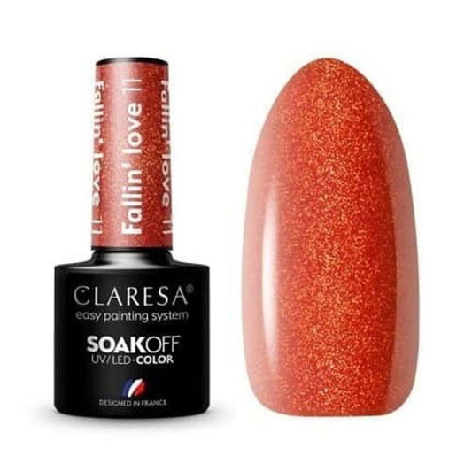 Claresa Fall in Love 11 5ml ημιμόνιμο βερνίκι νυχιών σε copper-ροδακινί απόχρωση με μεταλλικό shimmer και πολυδιάστατη λαμπερή υφή.