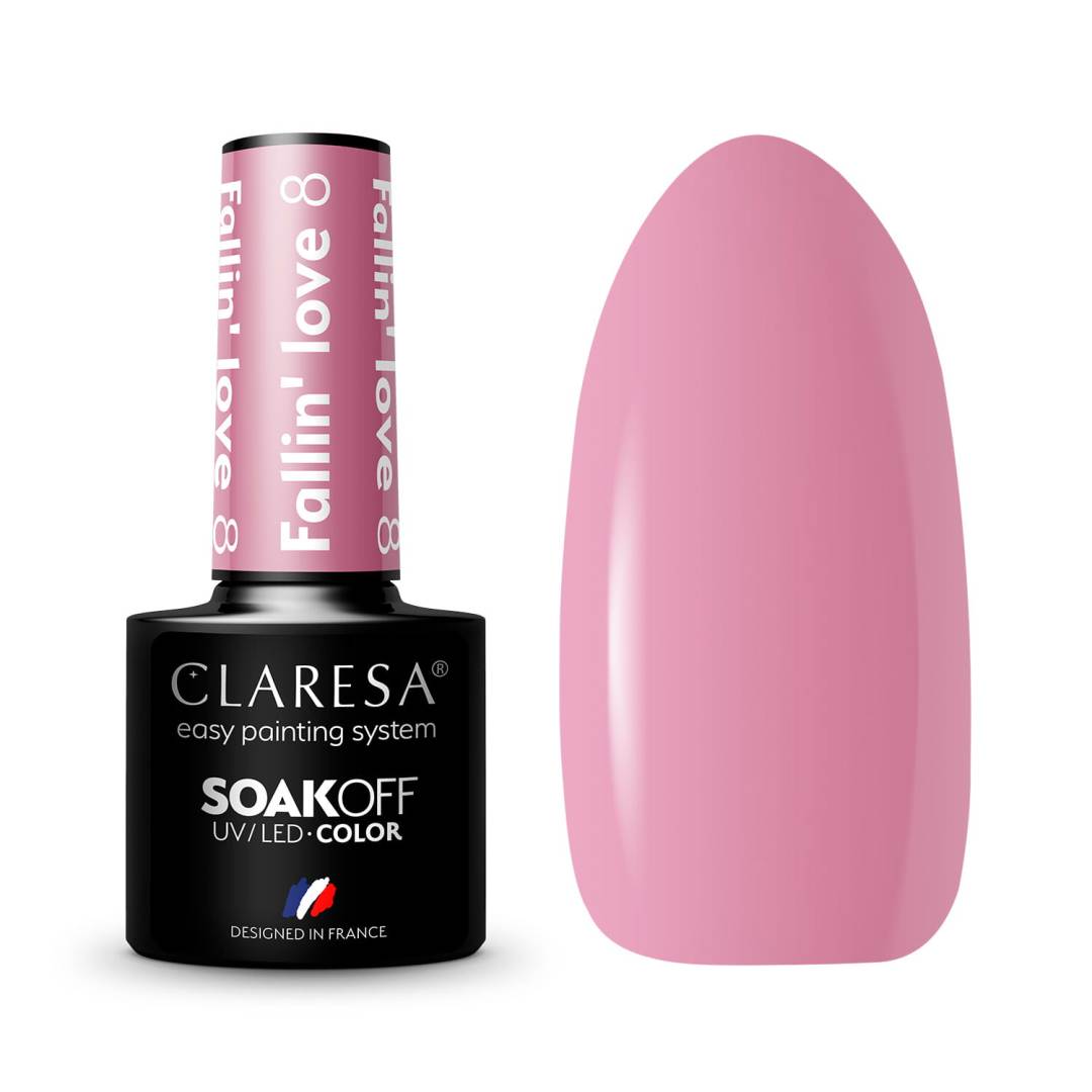Claresa Fall in Love 8 5ml ημιμόνιμο βερνίκι νυχιών σε dusty mauve ροζ απόχρωση με κρεμώδες φινίρισμα.