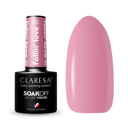 Claresa Fall in Love 8 5ml ημιμόνιμο βερνίκι νυχιών σε dusty mauve ροζ απόχρωση με κρεμώδες φινίρισμα.