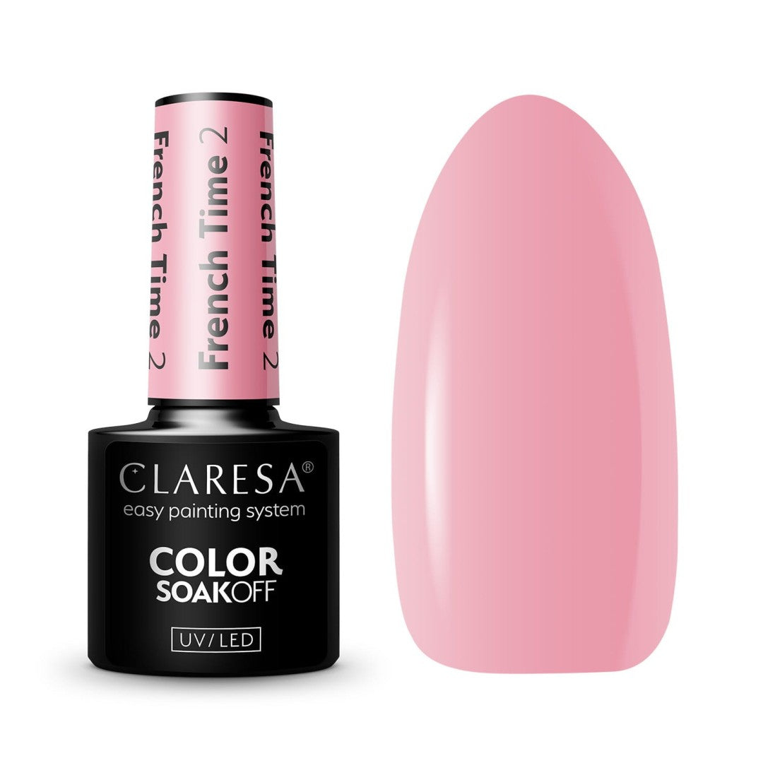 Claresa French Time 2 5ml ημιμόνιμο βερνίκι νυχιών σε milky candy pink απόχρωση με cream φινίρισμα για French Manicure και Baby Boomer.