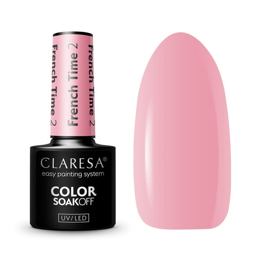 Claresa French Time 2 5ml ημιμόνιμο βερνίκι νυχιών σε milky candy pink απόχρωση με cream φινίρισμα για French Manicure και Baby Boomer.